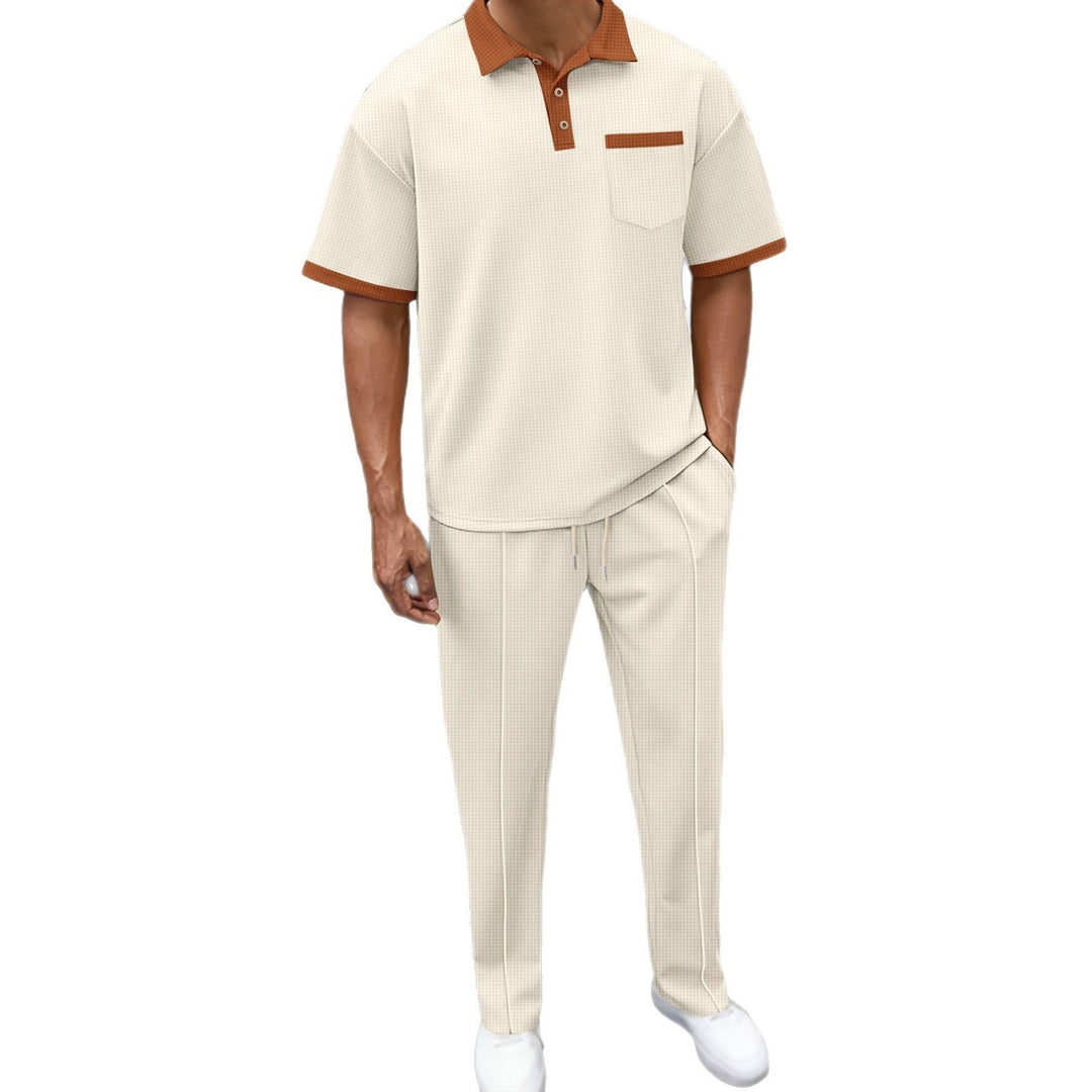 Trendy polo shirt for men with structured design and Relaxed-Fit pants Lune London