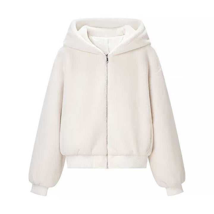 Veste à capuche moelleuse pour femme avec zip intégral et poignets élastiques Chic & Stil