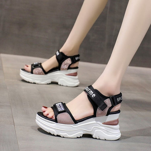 Chic and Stylish Women's Sport Sandals with Glitter Strap Design