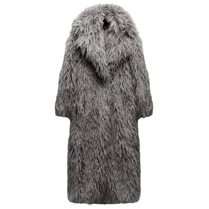 Ladies Oversized Fluffy Faux Fur Coat Lune London