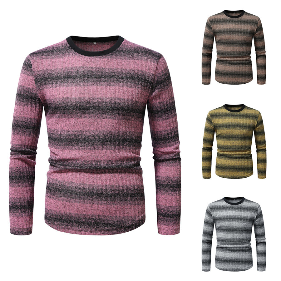 Men's long sleeve shirt in textured material with a stylish striped pattern Lune London