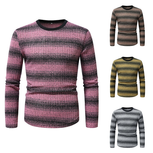 Men's long sleeve shirt in textured material with a stylish striped pattern Amarae