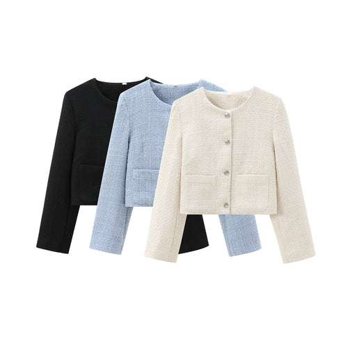Amarae Structured Tweed Short Jacket for Women with Practical Pockets
