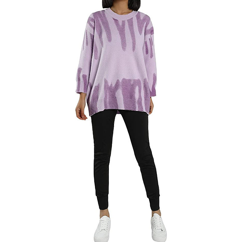 Ladies modern knitted sweater with dynamic graphic design Lune London