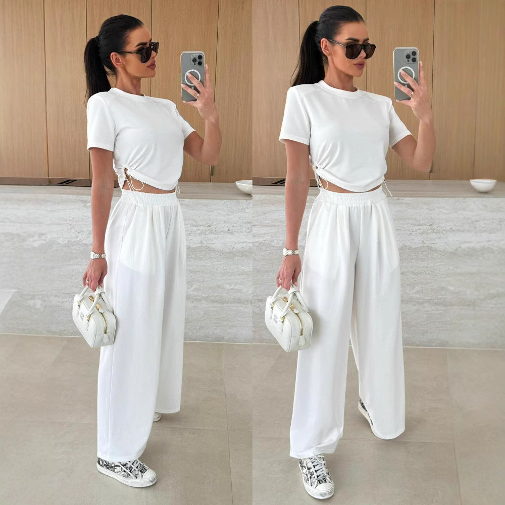 Lune London casual cropped top set for women and wide pants