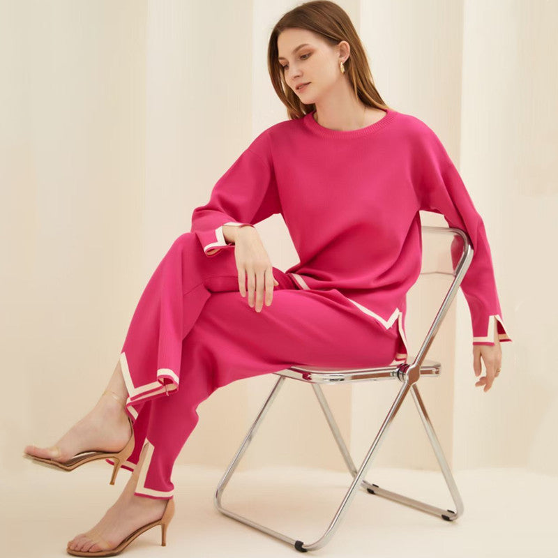 Relaxing loungewear set for ladies with contrasting trim details Lune London