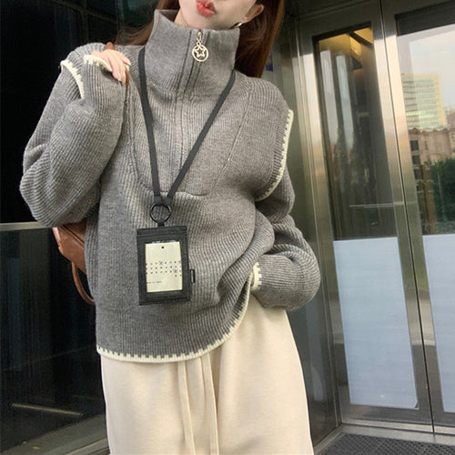 Women's sweater with high collar and oversized sleeves Amarae