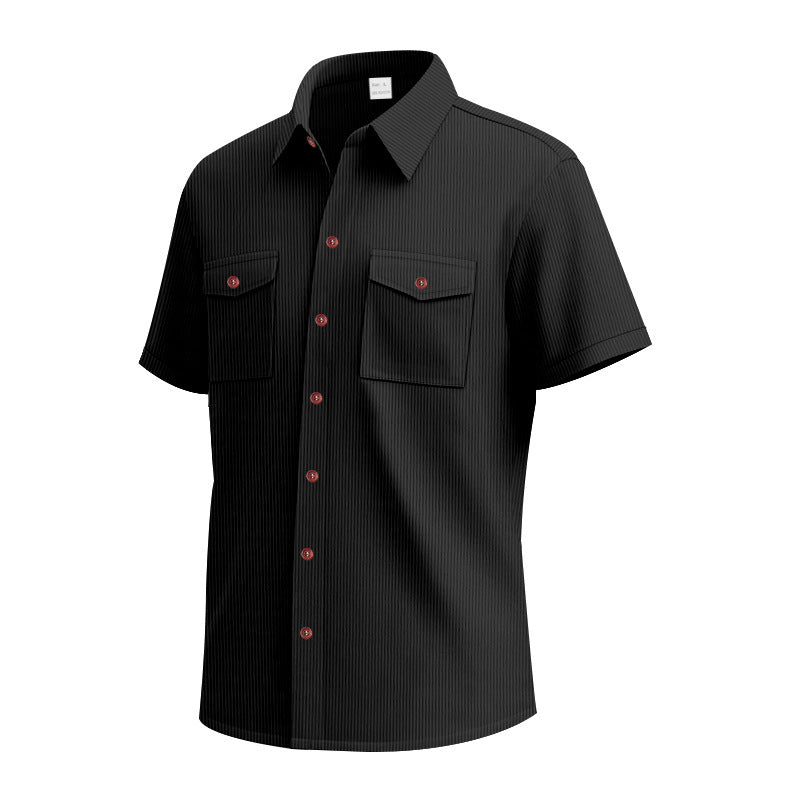 Short sleeve shirt for men with a practical striped pattern and two chest pockets Amarae