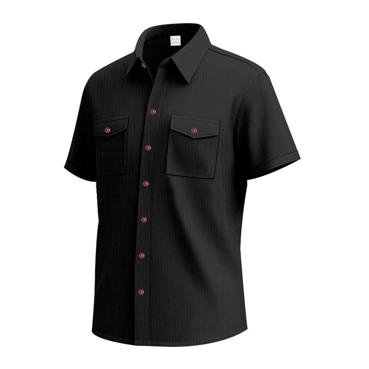 Short sleeve shirt for men with a practical striped pattern and two chest pockets Amarae