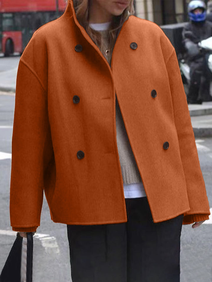 Women oversized modern wool jacket with double-breasted buttons Lune London