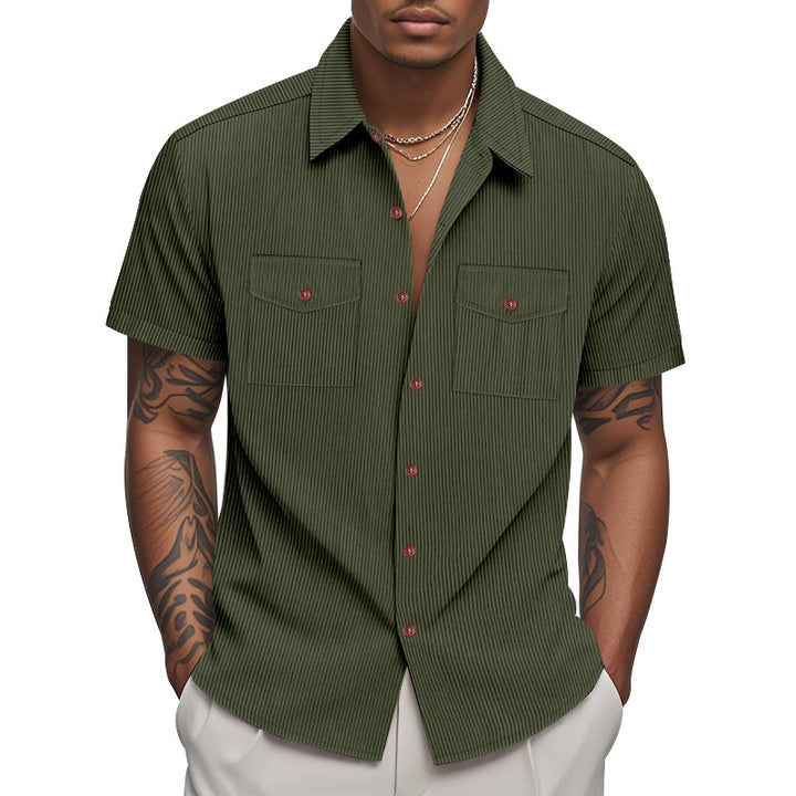 Short-sleeved shirt for men with textured surface and practical chest pockets Lune London