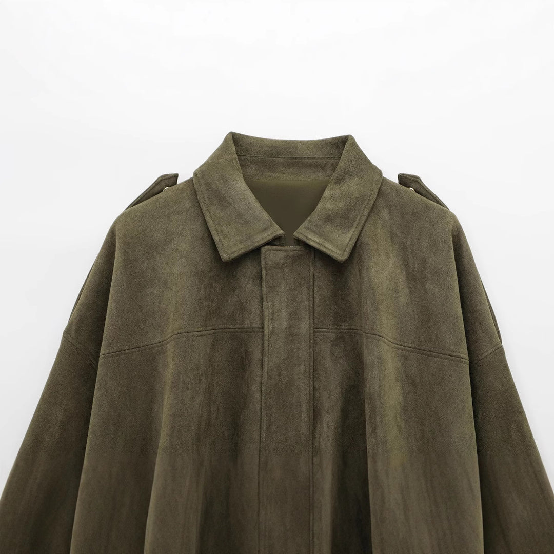 Ladies oversized synthetic leather garment with modern cut and trendy cord Amarae