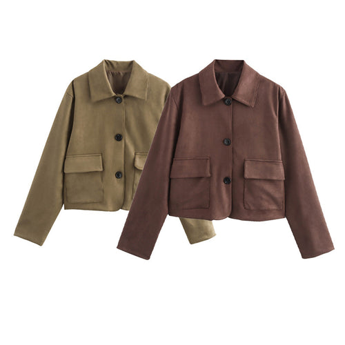 Short women's jacket made of soft material with practical pockets Amarae