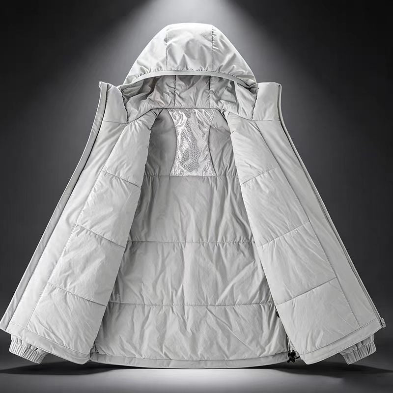 Men's Lightweight Waterproof Softshell Rain Jacket with Hood and Hidden Chest Pocket Amarae