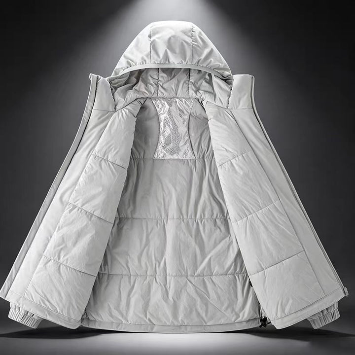 Men's Lightweight Waterproof Softshell Rain Jacket with Hood and Hidden Chest Pocket Amarae