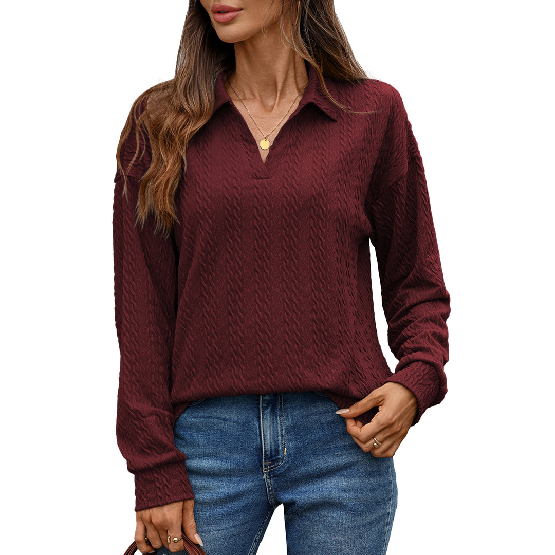 Long sleeve polo shirt for women with structured knitted surface Lune London