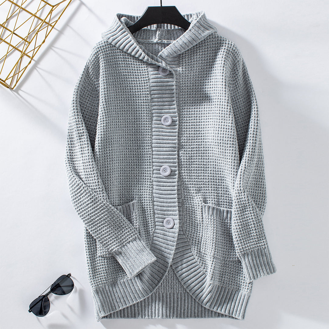 Casual knitted coat for women with hood Lune London