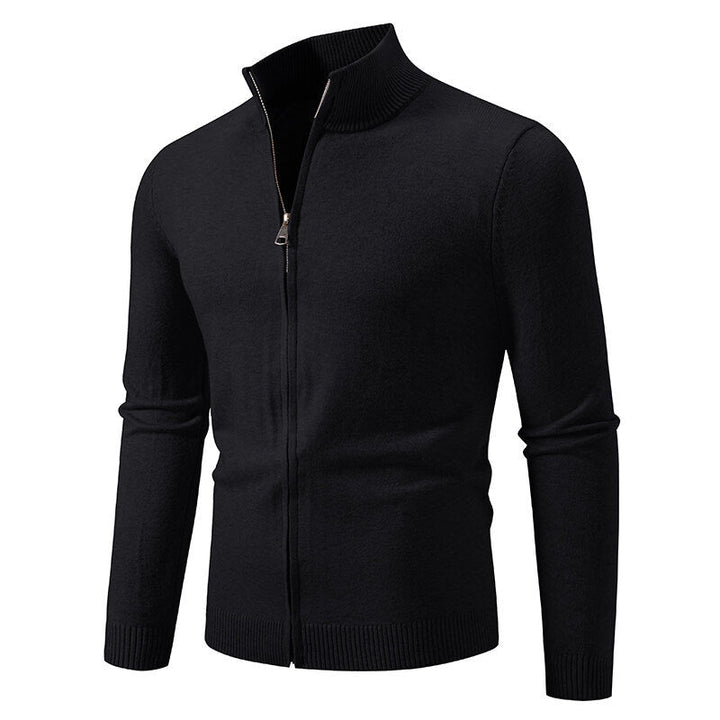 Men's Cardigan with Modern Stand-Up Collar and Functional Zipper Lune London