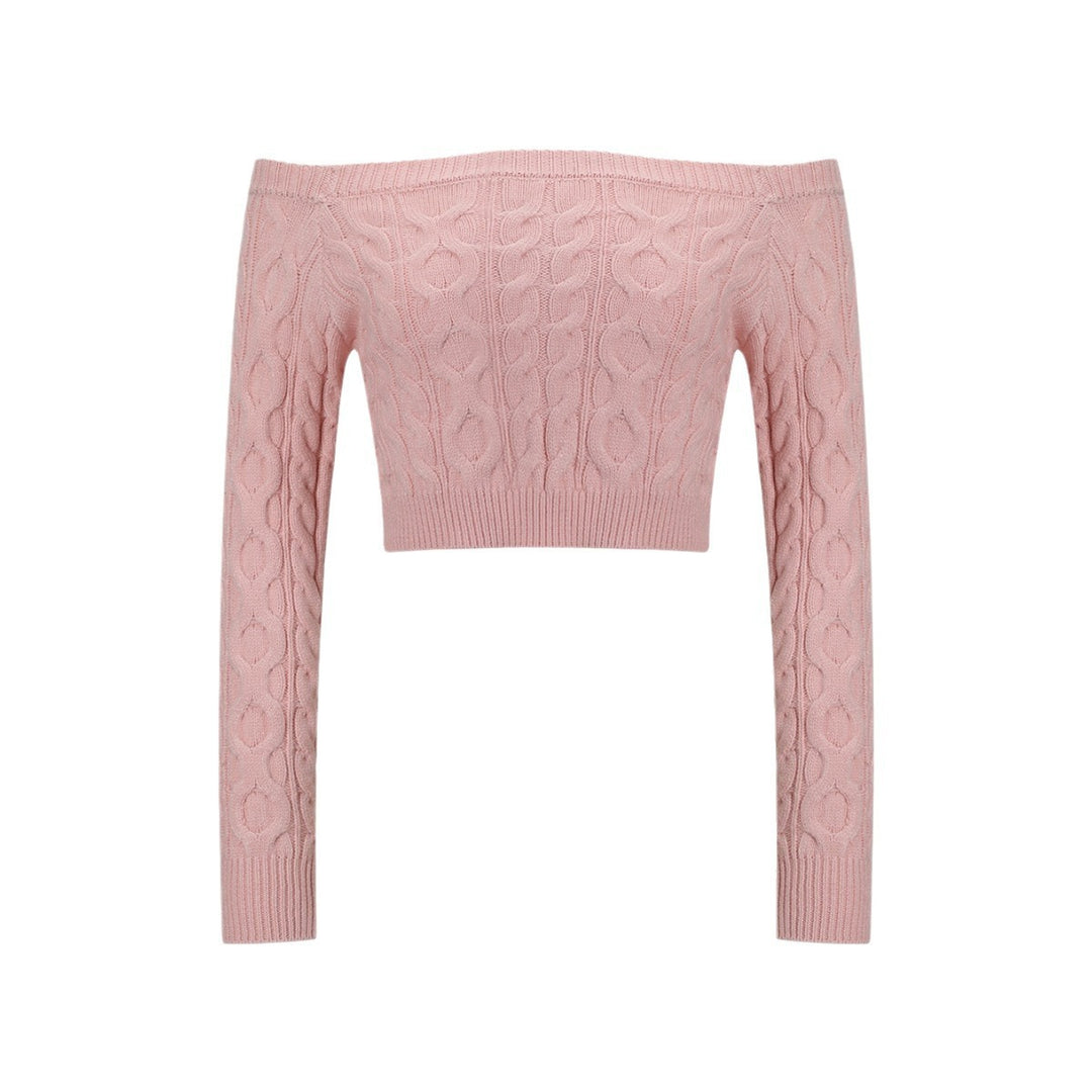 Women's knit top with off-the-shoulder neckline and cable pattern Lune London