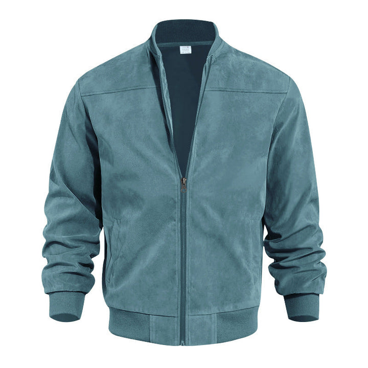 Men's High-Quality Suede Jacket In Sporty Bomber Style with Elastic Cuffs Lune London