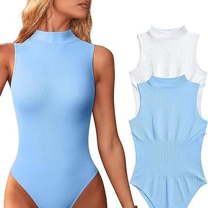 Women's bodysuit with elegant stand-up collar and textured surface Amarae