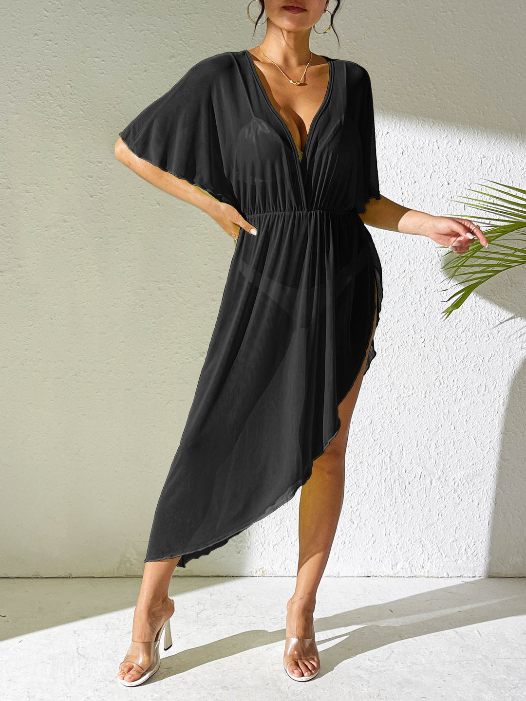 Women Draped Beach Dress with High Slit Lune London