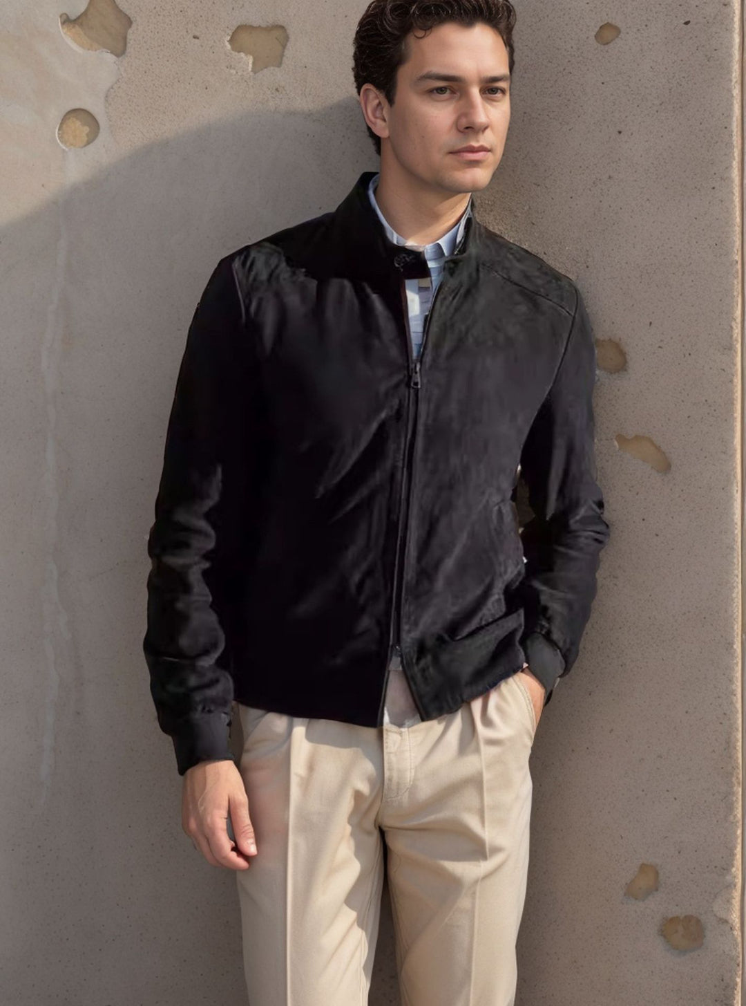 Lightweight sporty jacket for men with modern collar Lune London