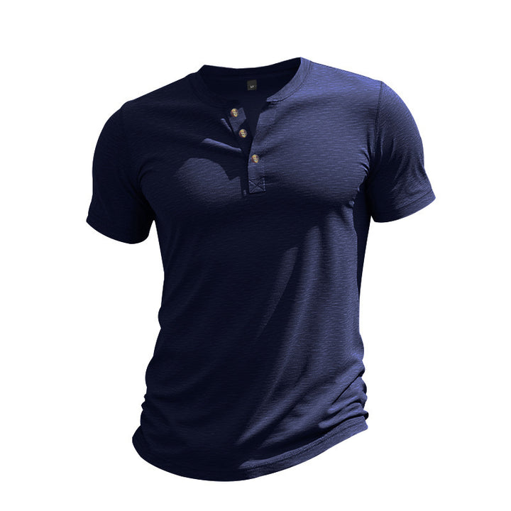 Casual short sleeve Henley T-shirt for men in breathable material Lune London