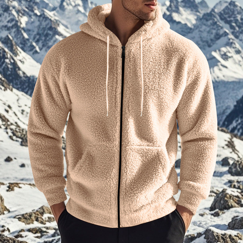 Fleece hooded jacket for men with practical pockets and modern cut Lune London