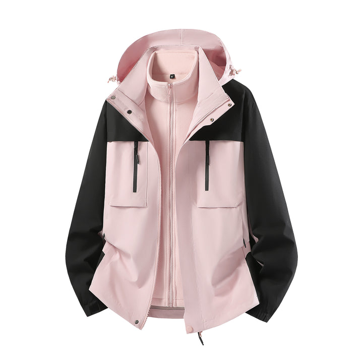 Men's Two-Piece Softshell Parka with Removable Fleece Inner Jacket and Hood Amarae