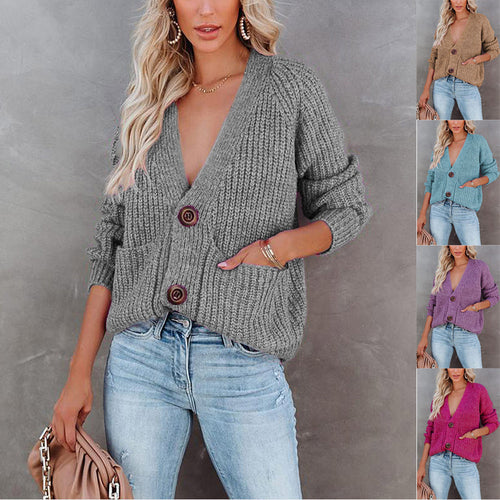 Women Cardigan with deep V-neck and practical pockets Amarae