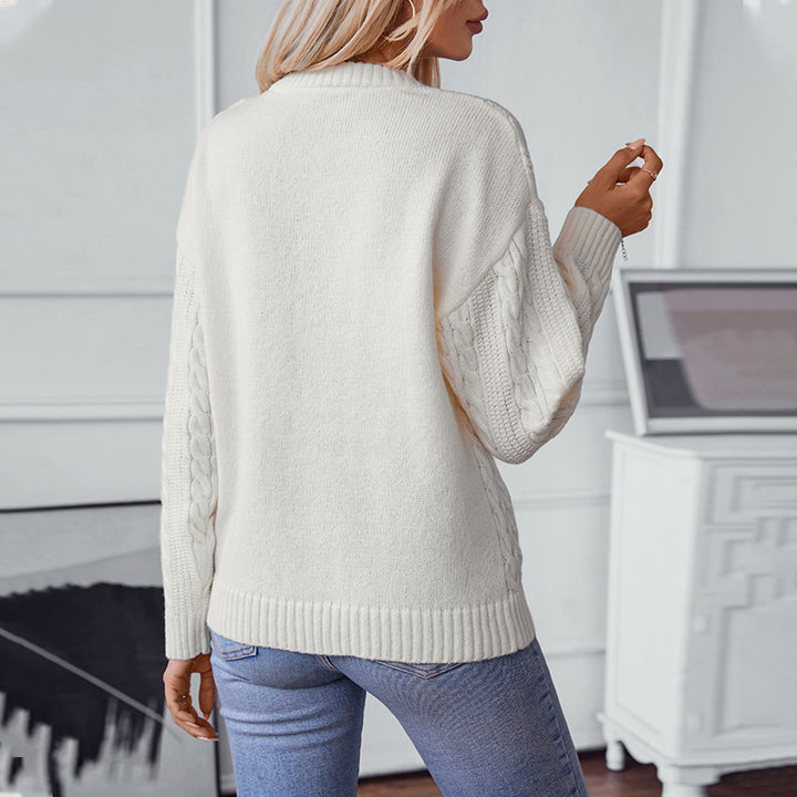 Knit sweater for women with cable pattern and large edges Lune London