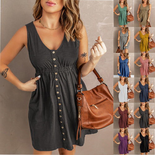 Summer dress for women with button placket Amarae