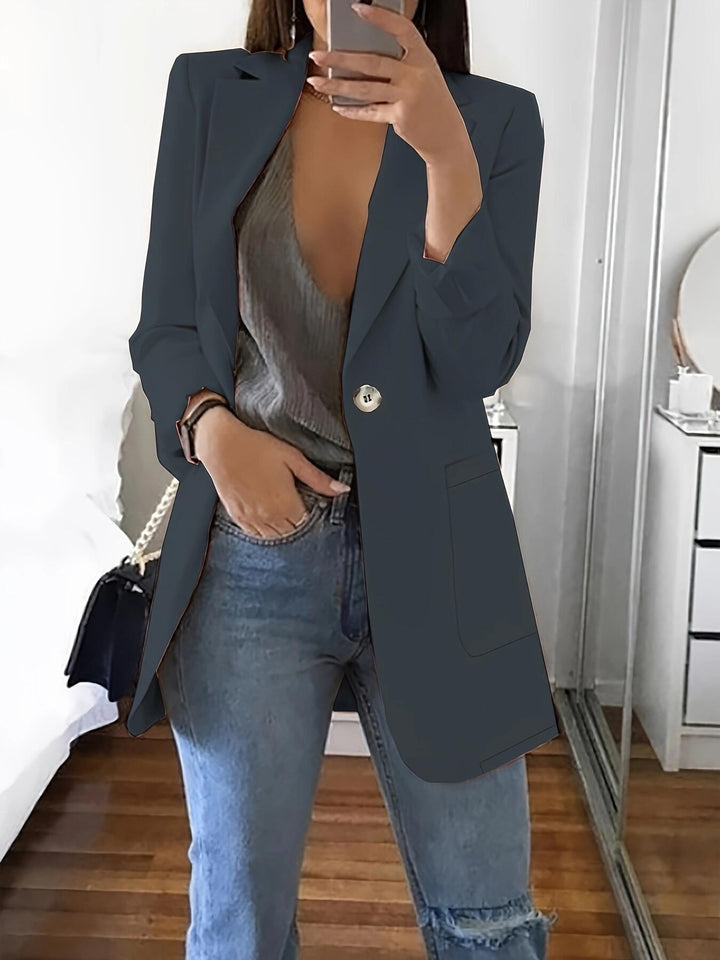 Elegant women's jacket with a deep V neckline and practical pockets Lune London