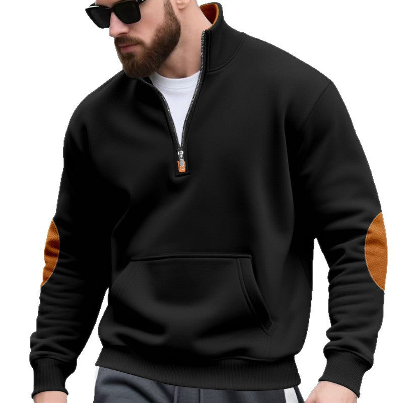 Casual hooded sweatshirt for men with half zipper and contrasting sleeves Lune London