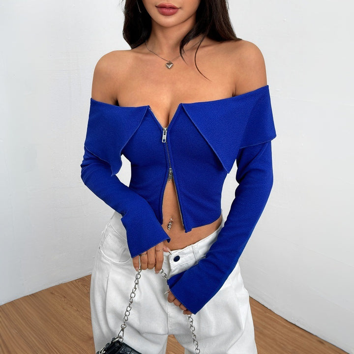 Haut court pour femme avec fermeture éclair asymétrique et design sans épaule Chic & Stil