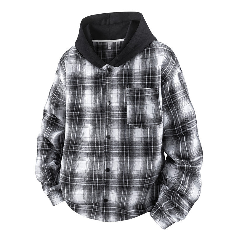 Casual men's jacket with lined hood and checked pattern Lune London