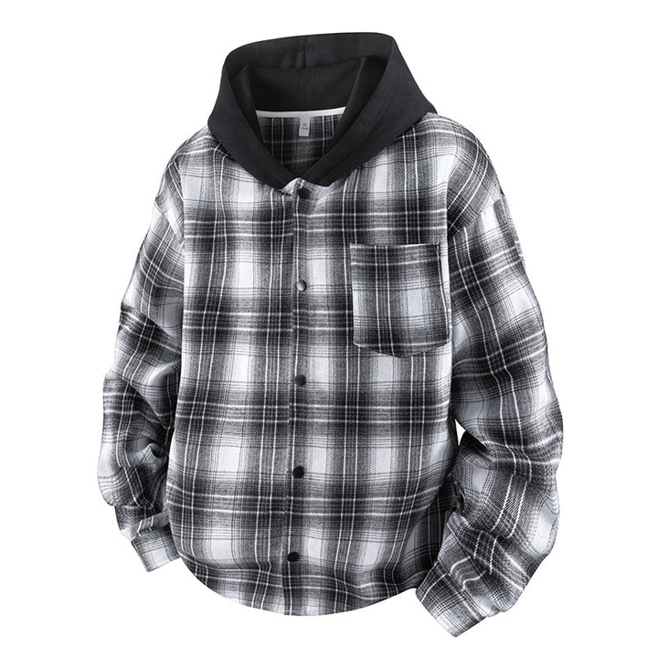 Casual men's jacket with lined hood and checked pattern Lune London