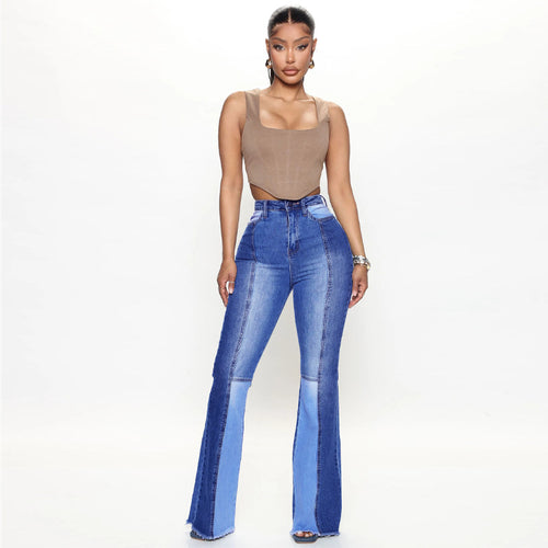High-waisted jeans for women in colorblock design Amarae