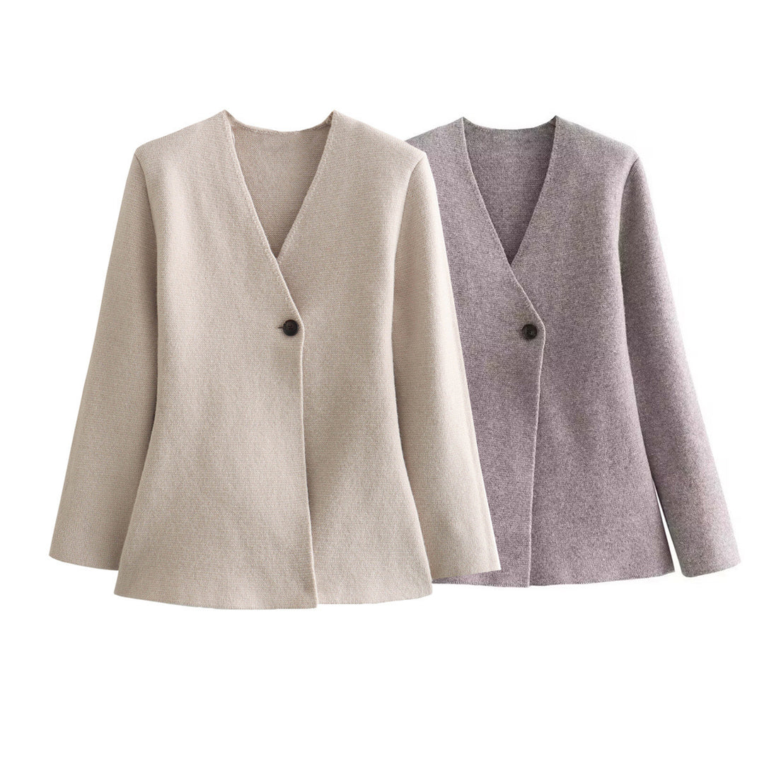 Women's fitted tailored blazer with peplum hem and single-button placket Amarae