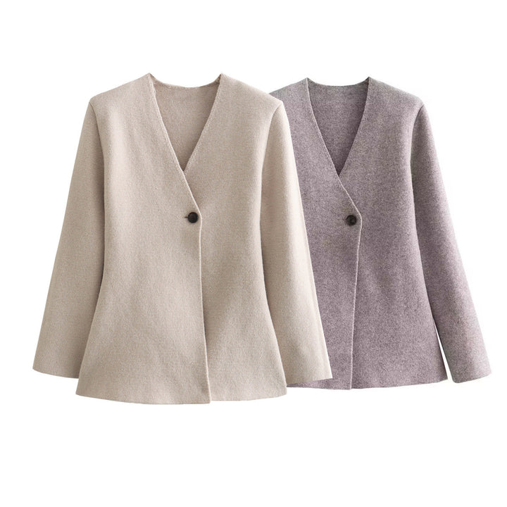 Women's fitted tailored blazer with peplum hem and single-button placket Amarae
