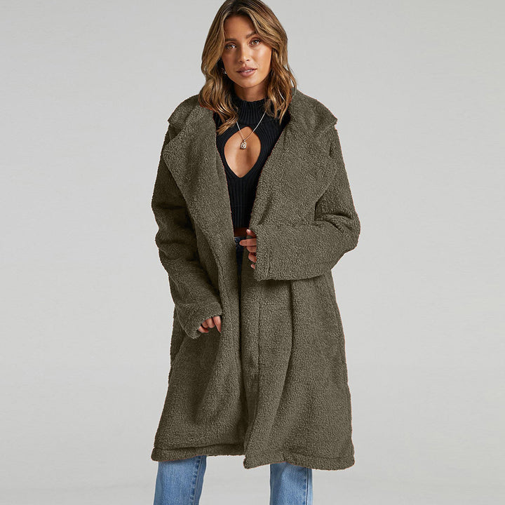 Ladies Long, soft Teddy coat with Lune London revers