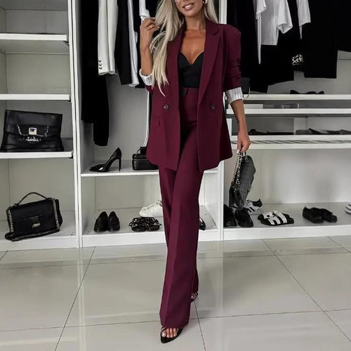 Women's Elegant and Modern Suit Set with Wide Leg Pants and Tailored Blazer Amarae