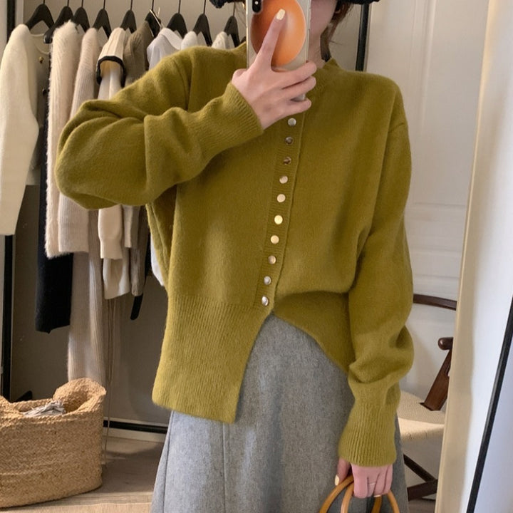 Cardigan en tricot pour femmes avec boutons décoratifs et coupe décontractée Chic & Stil