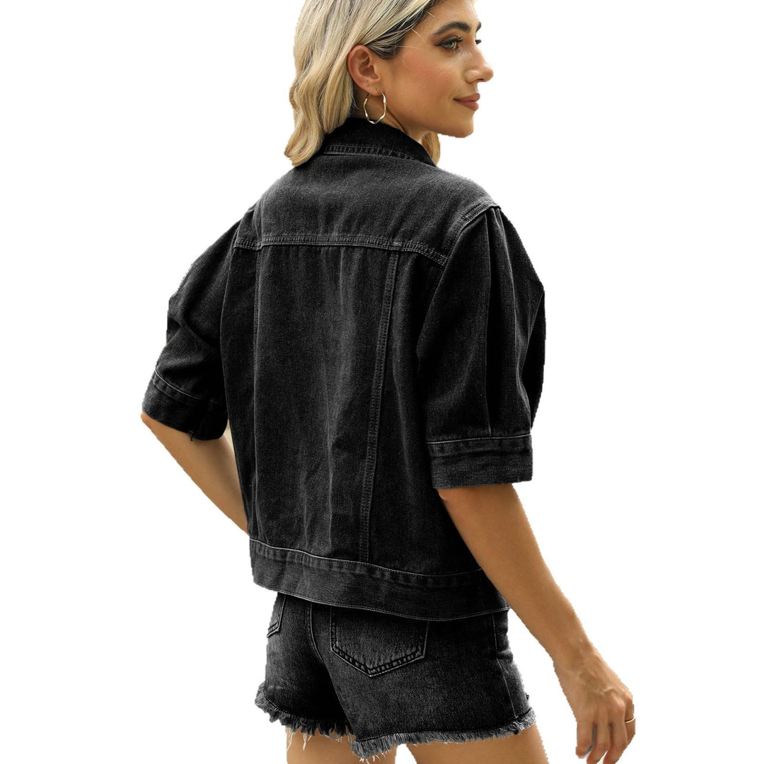 Oversized denim jacket for women in modern streetwear style with short sleeves Lune London