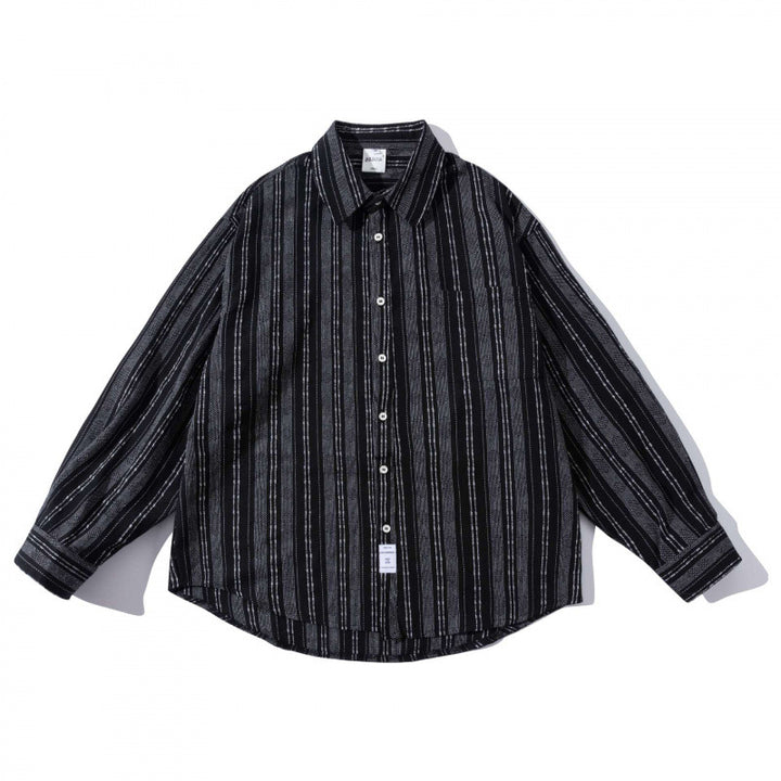 Men's oversized shirt in boxy cut with textured stripe pattern and rounded hem Amarae