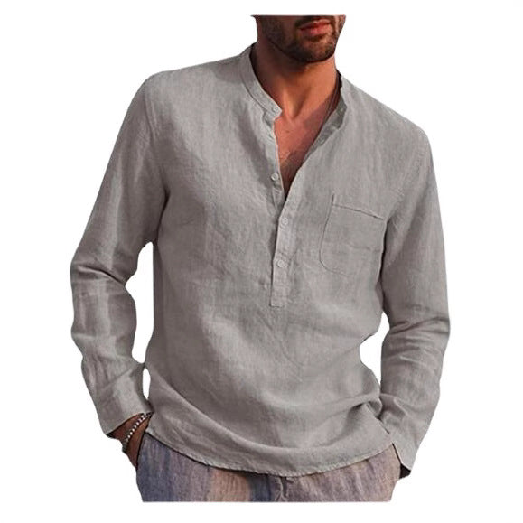 Classic Henley collar shirt for men with chest pocket Lune London