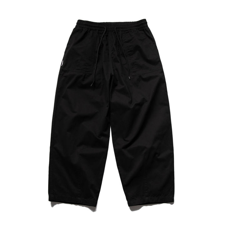 Men's Wide Relaxed Cargo Pants with Elastic Drawstring Waistband and Patch Pockets Amarae