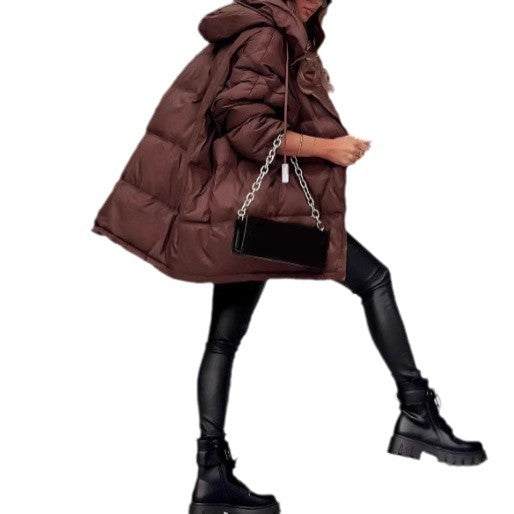 Ladies Oversized Padded Jacket with Practical Pockets and High Collar Amarae