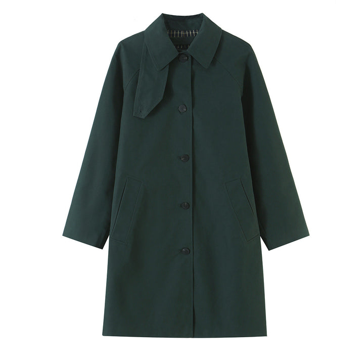 Women's Water-Repellent Trench-Inspired Coat with Shirt Collar and Patch Pockets Amarae